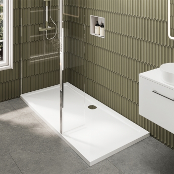 Delphi Accents Chrome Wet Room Screen with Hinged Return 1700mm x 800mm (inc White Tray) | Product Image