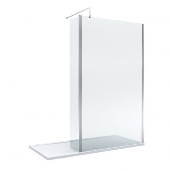 Delphi Accents Chrome Wet Room Screen with Hinged Return 1700mm x 800mm (inc White Tray) | Product Image