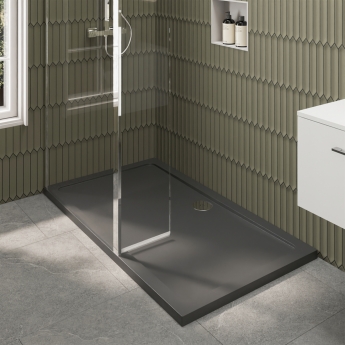 Delphi Accents Chrome 8mm Wet Room Shower Screen & Hinged Return (inc Slate Grey Tray)