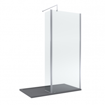 Delphi Accents Chrome 8mm Wet Room Shower Screen & Hinged Return (inc Slate Grey Tray)