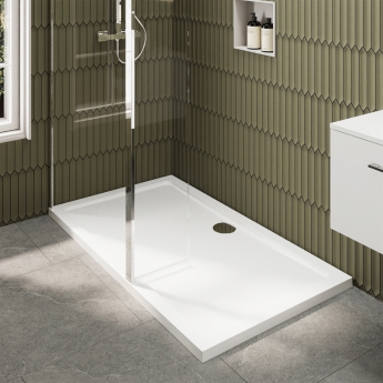 Delphi Accents Chrome 8mm Wet Room Shower Screen & Hinged Return (inc White Tray)