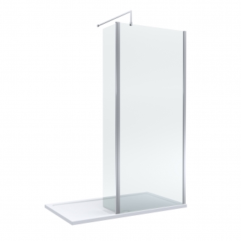 Delphi Accents Chrome 8mm Wet Room Shower Screen & Hinged Return (inc White Tray)
