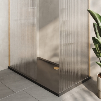 Delphi Accents Fluted Brushed Brass 8mm Wet Room Walk-In Shower Enclosure (inc Slate Grey Tray)