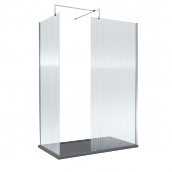 Delphi Accents Fluted Chrome 8mm Wet Room Walk-In Shower Enclosure (inc Slate Grey Tray)