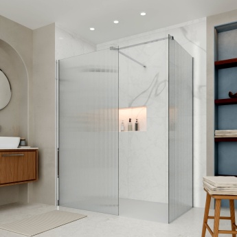 Delphi Accents Fluted Chrome Walk-In Shower Enclosure | Product Image