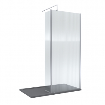 Delphi Accents Fluted Chrome 8mm Wet Room Shower Screen & Hinged Return (inc Slate Grey Tray)