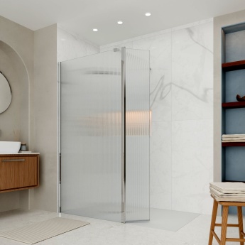 Delphi Accents Fluted Chrome Wet Room Shower Screen with Return Panel | Product Image