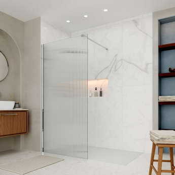 Delphi Accents Fluted Chrome Wet Room Shower Screen | Product Image