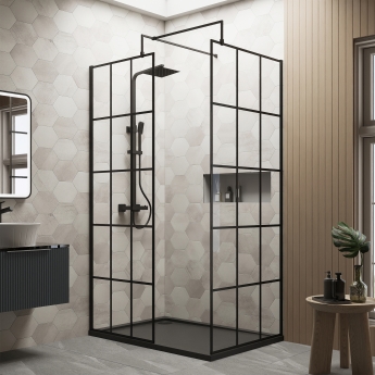Delphi Accents Grid Walk-In Shower Enclosure 1200mm x 900mm (inc Slate Grey Tray) | Product Image