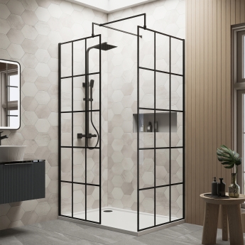 Delphi Accents Grid Walk-In Shower Enclosure 1200mm x 800mm (inc White Tray) | Product Image