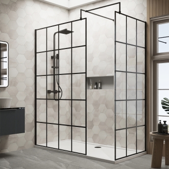Delphi Accents Grid Walk-In Shower Enclosure 1700mm x 700mm (inc White Tray) | Product Image