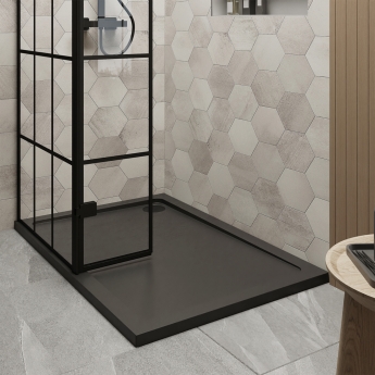 Delphi Accents Grid Wet Room Screen with Hinged Return 1200mm x 800mm (inc Slate Grey Tray) | Product Image