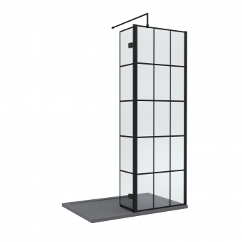 Delphi Accents Grid Wet Room Screen with Hinged Return 1200mm x 800mm (inc Slate Grey Tray) | Product Image