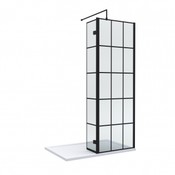 Delphi Accents Grid Wet Room Screen with Hinged Return 1200mm x 700mm (inc White Tray) | Product Image