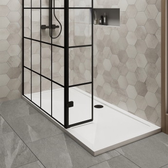 Delphi Accents Grid Wet Room Screen with Hinged Return 1700mm x 800mm (inc White Tray) | Product Image
