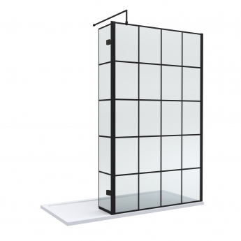 Delphi Accents Grid Wet Room Screen with Hinged Return 1700mm x 800mm (inc White Tray) | Product Image