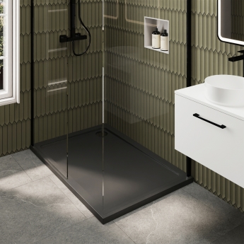 Delphi Accents Black Walk-In Shower Enclosure 1200mm x 700mm (inc Slate Grey Tray) | Product Image