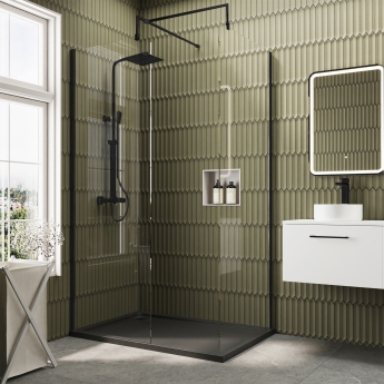 Delphi Accents Black Walk-In Shower Enclosure 1200mm x 700mm (inc Slate Grey Tray) | Product Image