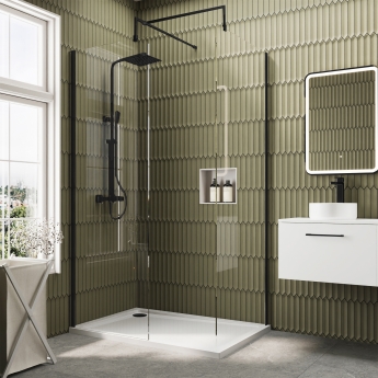 Delphi Accents Black Walk-In Shower Enclosure 1200mm x 800mm (inc White Tray) | Product Image