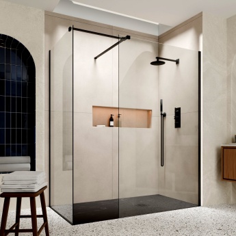 Delphi Accents Matt Black Walk-In Shower Enclosure | Product Image