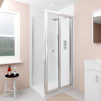 Delphi Alpha Chrome 4mm Bi-Fold Shower Door (1850mm High) | Product Image