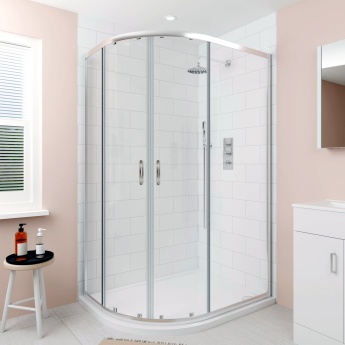 Delphi Alpha Chrome 5mm Offset Quadrant Shower Enclosure 1200mm x 900mm | Product Image