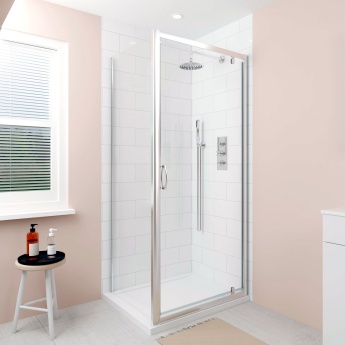 Delphi Alpha Chrome 5mm Pivot Shower Door (1850mm High) | Product Image