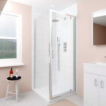 Delphi Alpha Chrome 5mm Pivot Shower Door 800mm Wide | Product Image