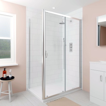 Delphi Alpha Chrome 5mm Sliding Shower Door (1850mm High) | Product Image