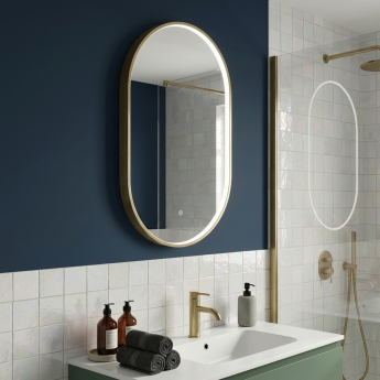 Delphi Altair Brushed Brass Inset Framed LED Touch Sensor Bathroom Mirror 800mm x 500mm | Product Image