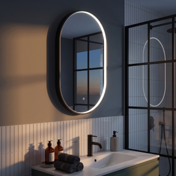 Delphi Altair Black Inset Framed LED Touch Sensor Bathroom Mirror 800mm x 500mm | Product Image