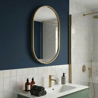 Delphi Altair Brushed Brass Inset Framed Standard Bathroom Mirror 800mm x 500mm | Product Image