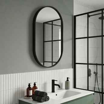 Delphi Altair Black Inset Framed Standard Bathroom Mirror 800mm x 500mm | Product Image