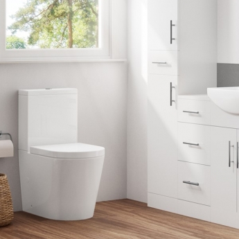Delphi Angel Rimless Fully Back to Wall Close Coupled Pan with Push Button Cistern - Excluding Seat