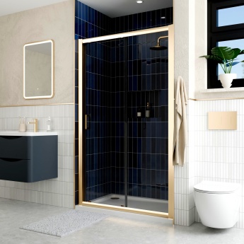 Delphi Apollo Brushed Brass 8mm Sliding Shower Door 1200mm Wide | Product Image