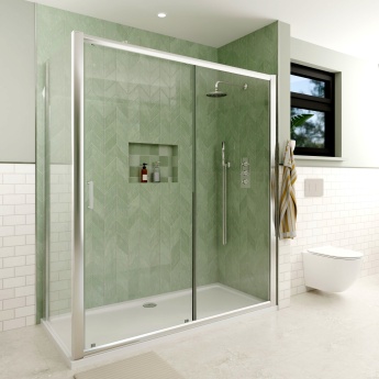 Delphi Apollo Chrome 8mm Sliding Shower Door 1700mm Wide | Product Image