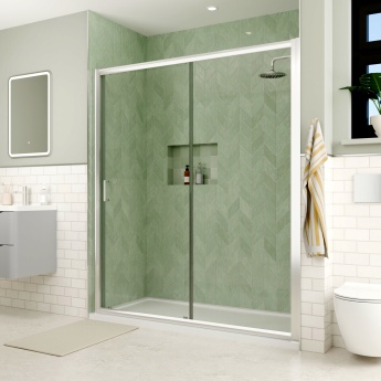 Delphi Apollo Chrome 8mm Sliding Shower Door 1700mm Wide | Product Image