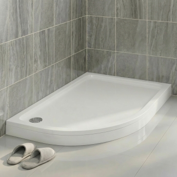 Delphi AquaBoost White Stone Resin Easy Plumb Offset Quadrant Riser Shower Tray | Product Image