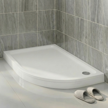 Delphi AquaBoost White Stone Resin Easy Plumb Offset Quadrant Riser Shower Tray | Product Image