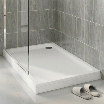 Delphi AquaBoost White Stone Resin Easy Plumb Rectangular Riser Shower Tray | Product Image