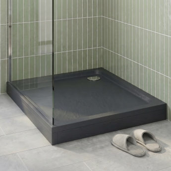 Delphi AquaBoost Grey Slate Effect Easy Plumb Square Riser Shower Tray | Product Image