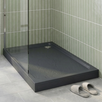 Delphi AquaBoost Grey Slate Effect Easy Plumb Rectangular Riser Shower Tray | Product Image