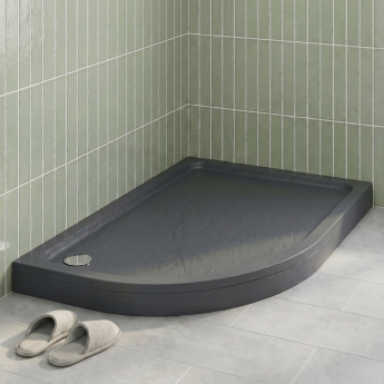 Delphi AquaBoost Grey Slate Effect Easy Plumb Offset Quadrant Riser Shower Tray | Product Image