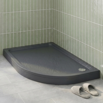 Delphi AquaBoost Grey Slate Effect Easy Plumb Offset Quadrant Riser Shower Tray | Product Image