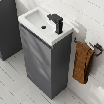 Delphi AquaGuard Floor Standing 1-Door Vanity Unit with Basin 400mm Wide - Matt Grey | Product Image