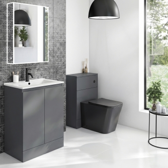 Delphi AquaGuard Floor Standing 2-Door Vanity Unit with Basin 600mm Wide - Matt Grey | Product Image