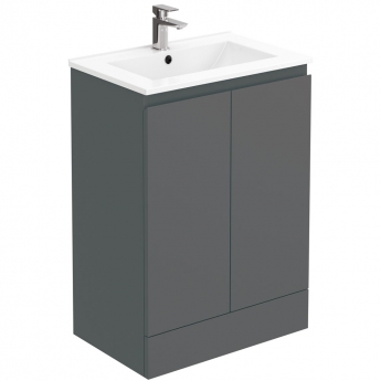 Delphi AquaGuard Floor Standing 2-Door Vanity Unit with Basin 600mm Wide - Matt Grey