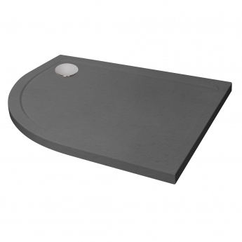 Delphi AquaStone Grey Slate Effect 45mm Stone Resin Offset Quadrant Shower Tray