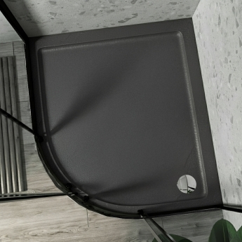 Delphi AquaStone Grey Slate Effect 45mm Stone Resin Offset Quadrant Shower Tray