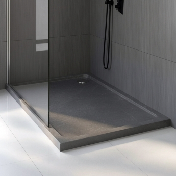 Delphi AquaStone Grey Slate Effect 45mm Stone Resin Rectangular Shower Tray